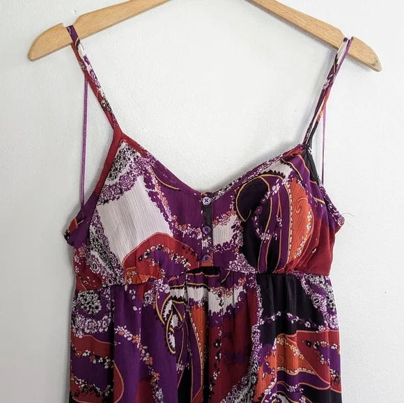 Paisley Bustier Maxi Dress, Plum purple and reds, Women's Size Medium - Picture 4 of 10